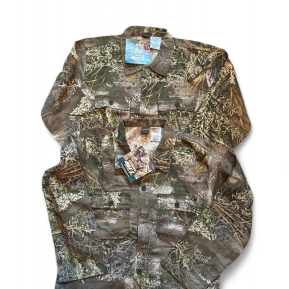 Lot of 2 Ranger Camo Hunting Button Up Shirts Boys Large Advantage Max-1 NWT
